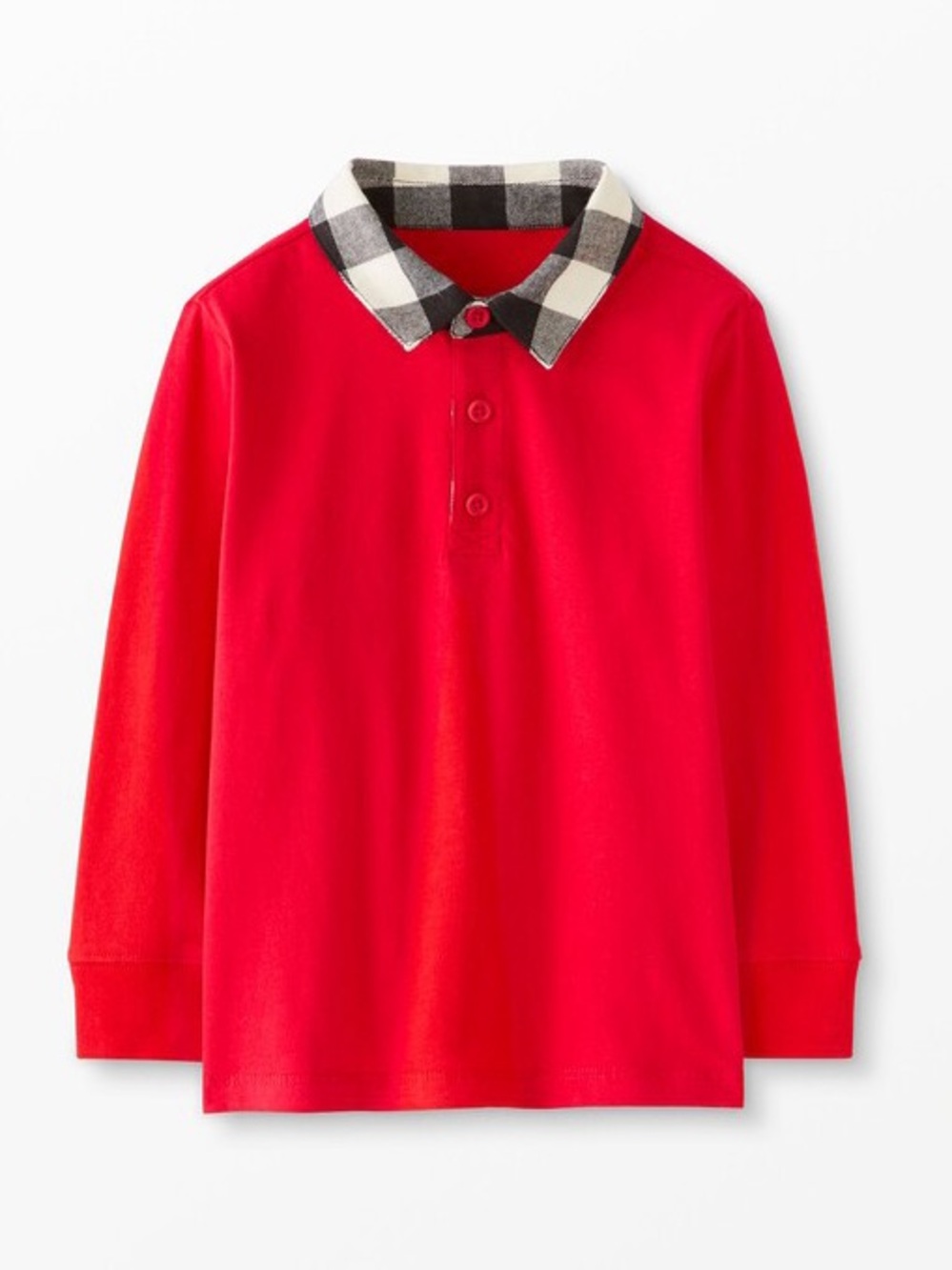 Hanna Andersson Flannel Collared Bright Red Rugby Style Shirt